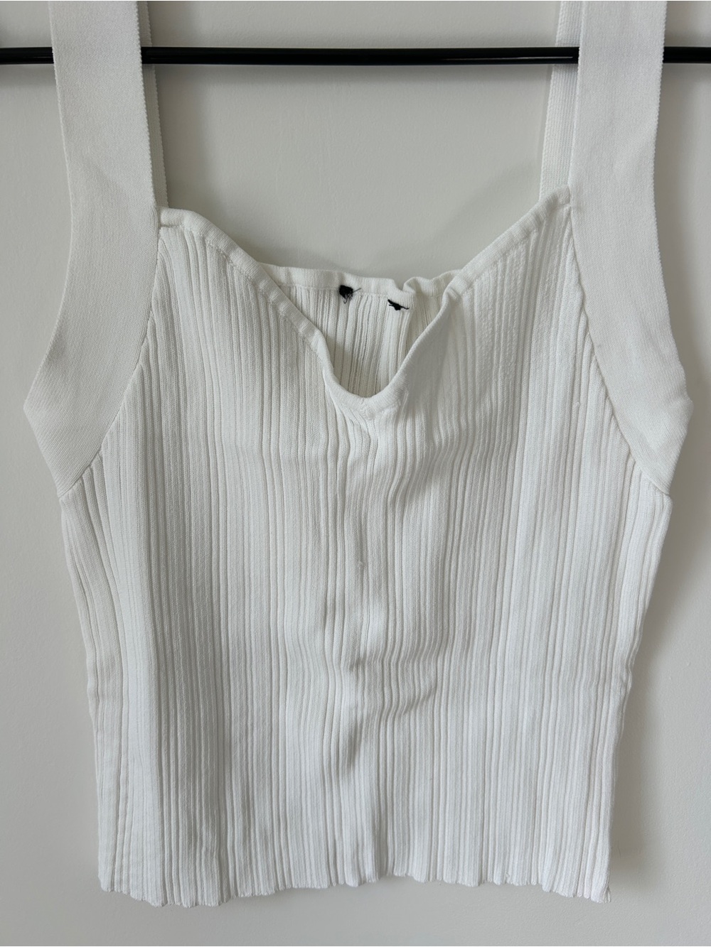 White Ribbed Square-Neck Tank Top - Picture 2 of 4